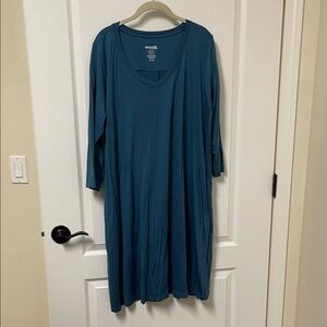 Women's Wool& XXL-Long 7/8 Long Sleeve Teal Dress